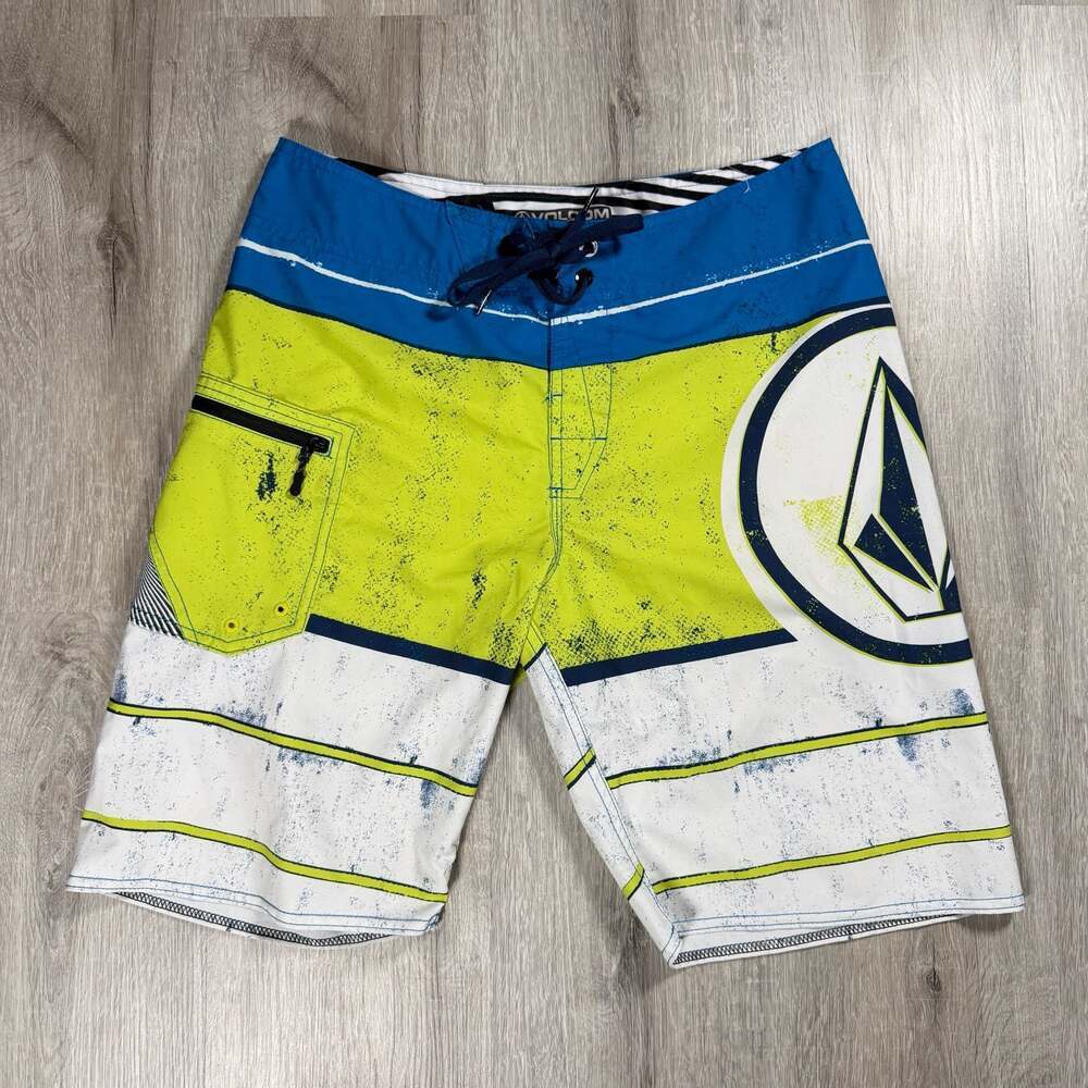 Y2K Mens Volcom Lido Ion 4-Way Stretch Board Shorts Size 30